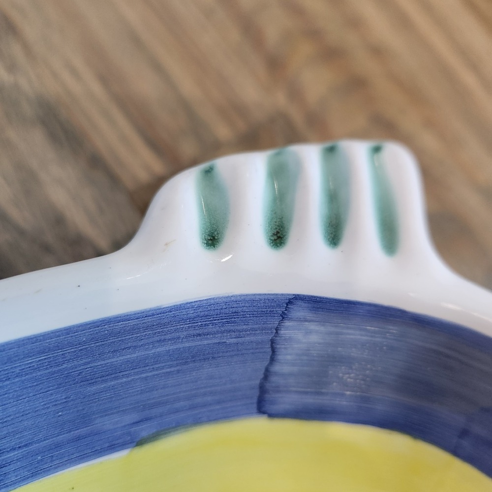 Caleca Greco Hand Painted Italy Fish Shaped Server Platter Marina Yellow Blue - Picture 4 of 15